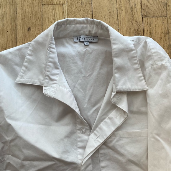 Collection by cezele white cropped button down. Cool and funky!! Size med. - Picture 2 of 3